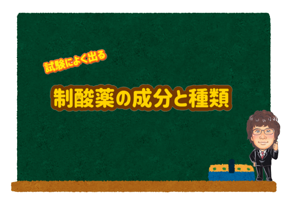 試験によく出る制酸薬の成分と種類